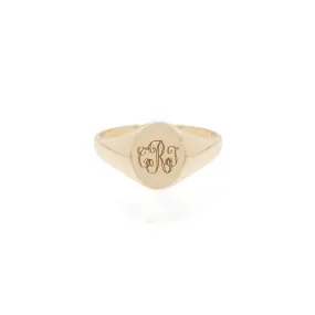 14k Engraved Monogram Oval Signet Ring