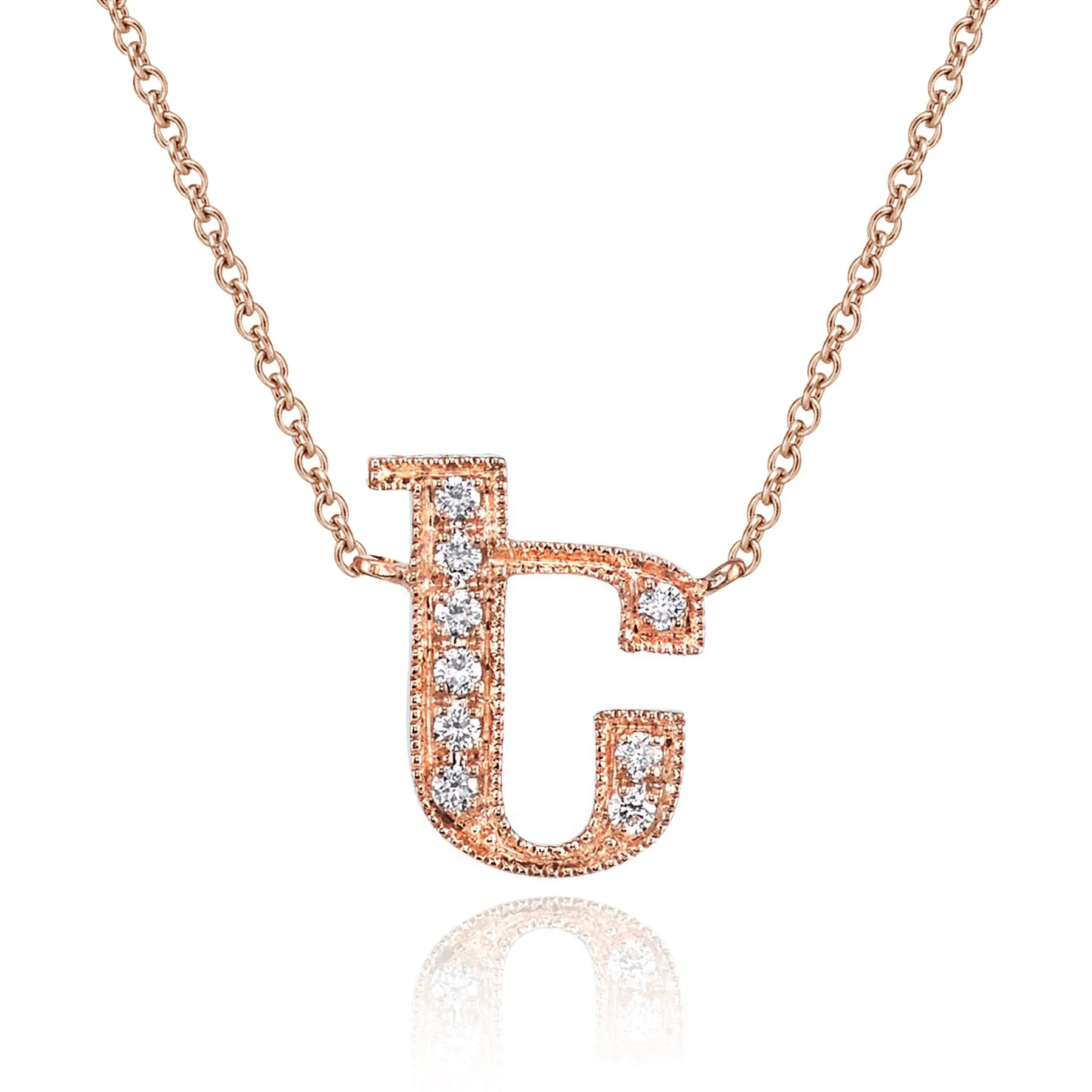 14K Rose Gold Armenian Initial Diamond Necklace