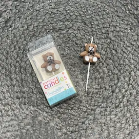 3" Cute Brown Teddy Cake Topper Candle for Kids Birthday Cake