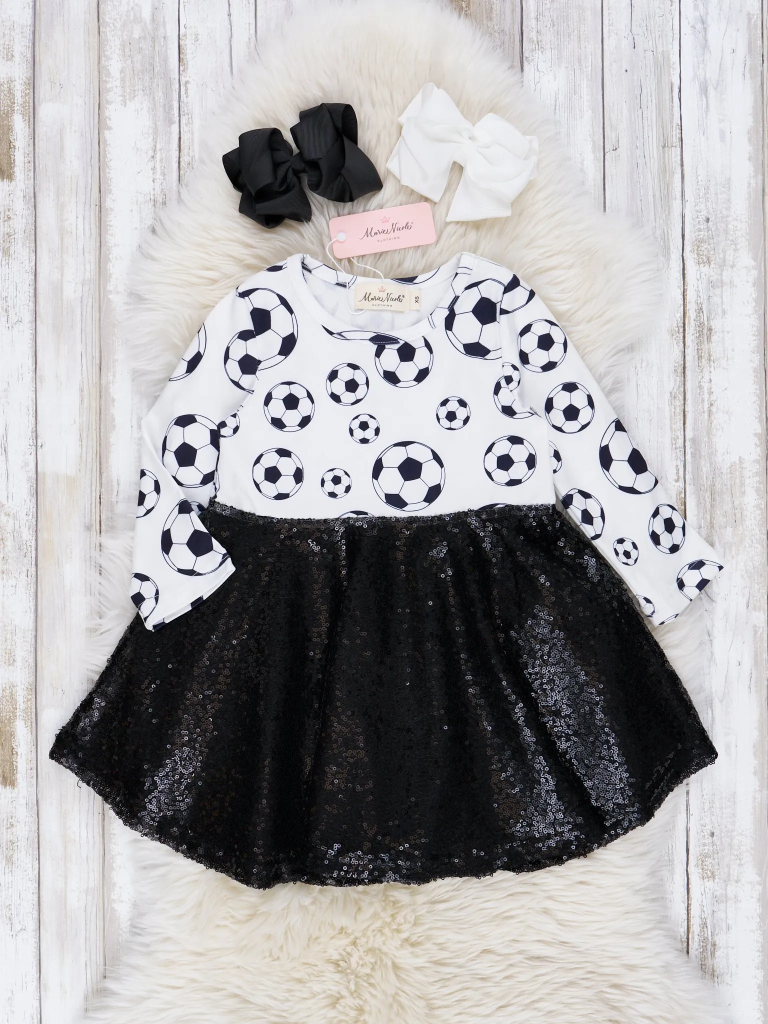 Black & White Soccer Sequin Dress