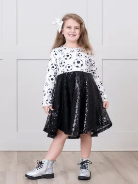 Black & White Soccer Sequin Dress