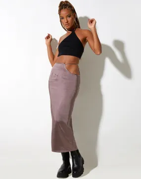 Gardy Midi Skirt in Satin Steel