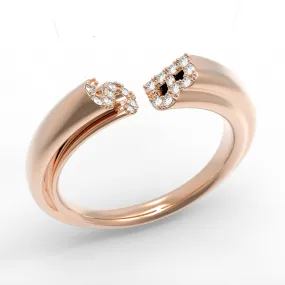 Hide and Seek Ring, Initials "BS" in Rose Gold Size 6