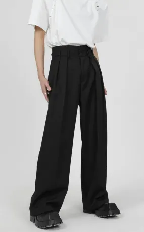 High Waist Pleated Wide Leg Trousers