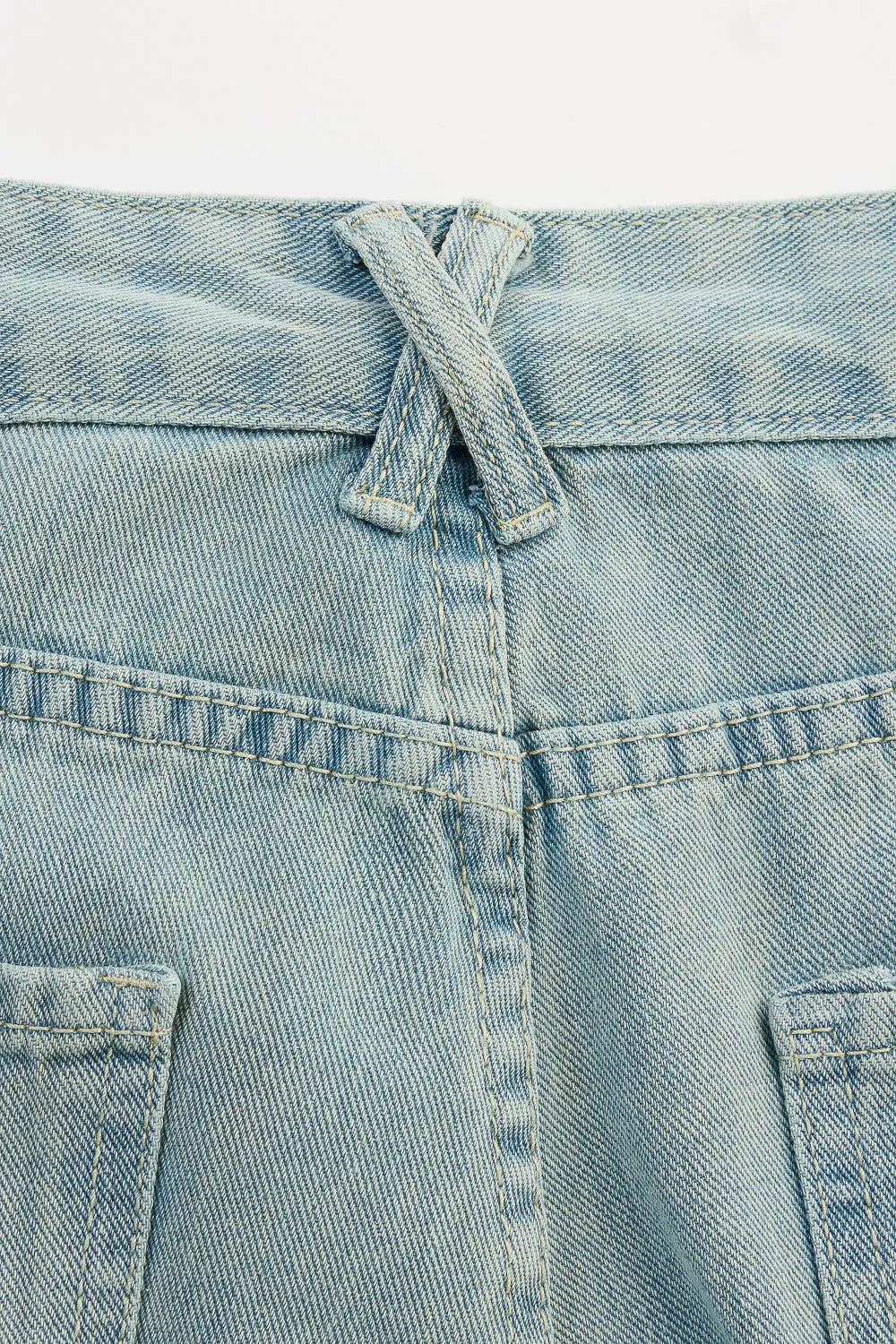 Light Blue Denim Flared Korean Pants