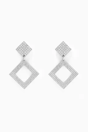 Pave Princess Earrings | Silver