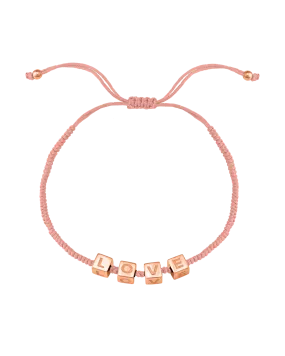 Pink : Alpha Block Bracelet - 18K Rose Vermeil