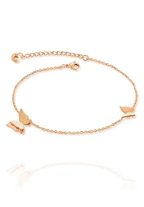 Queen Alexandra Butterfly Anklet in Rose Gold