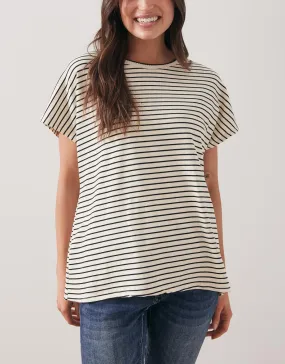 Striped Crew Neck Top - Cream/Black